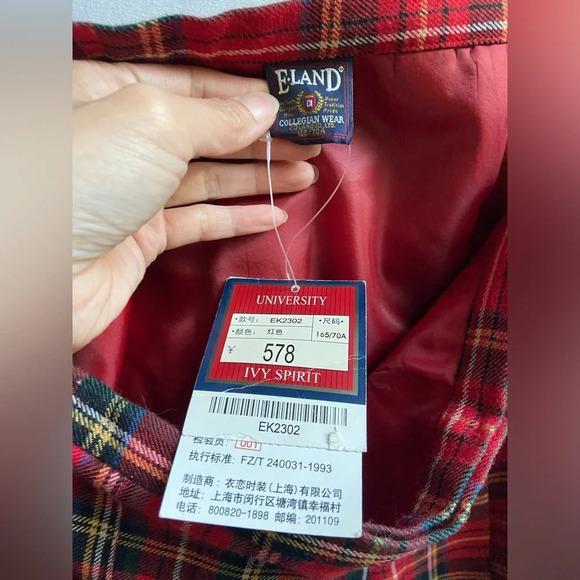NWT Eland 100% wool red plaid Kilt  Skirt 28” waist - Picture 4 of 7